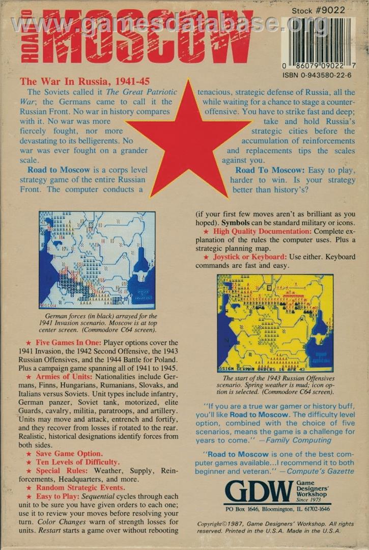 Road To Moscow - Commodore 64 - Artwork - Box Back