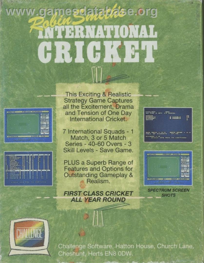 Robin Smith's International Cricket - Commodore 64 - Artwork - Box Back