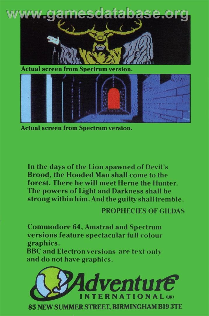 Robin of Sherwood: The Touchstones of Rhiannon - Commodore 64 - Artwork - Box Back