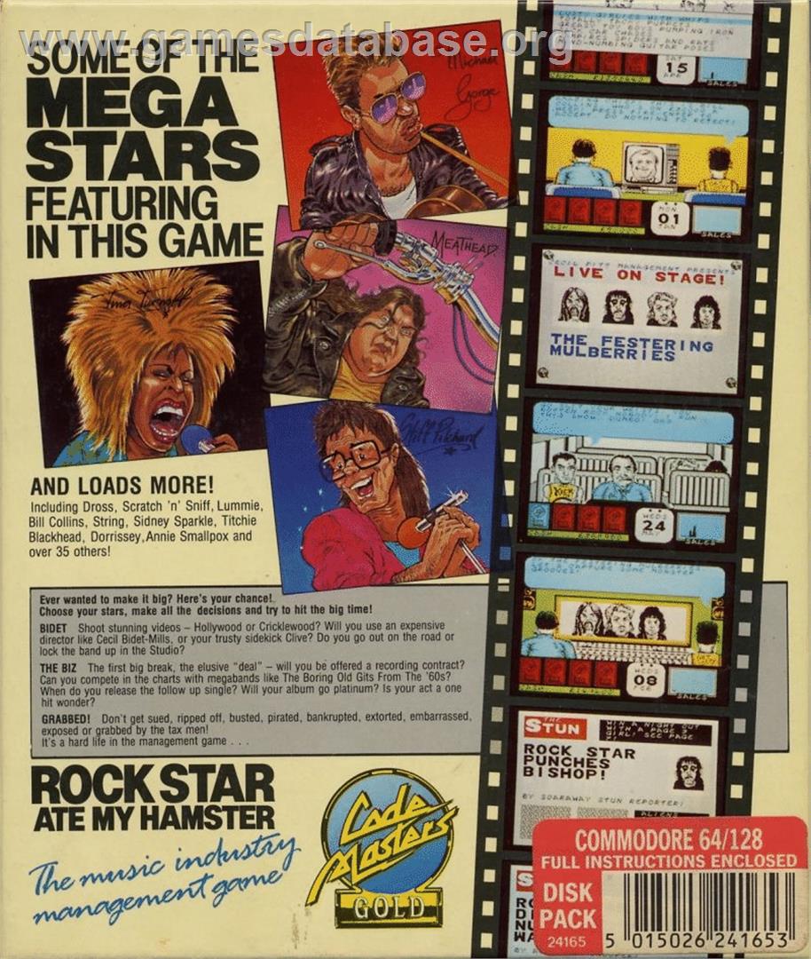Rock Star Ate My Hamster - Commodore 64 - Artwork - Box Back