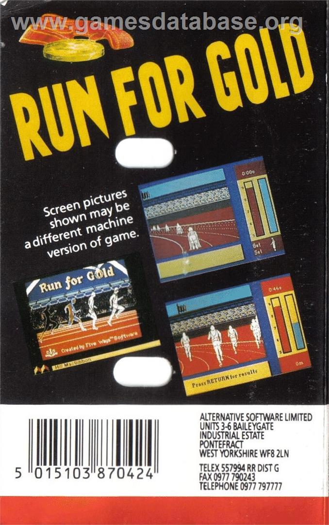Run For Gold - Commodore 64 - Artwork - Box Back
