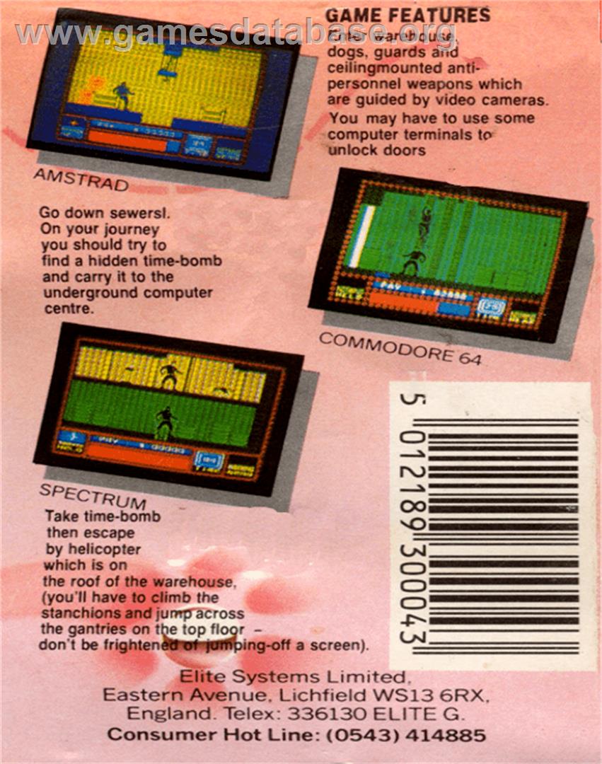 Saboteur - Commodore 64 - Artwork - Box Back