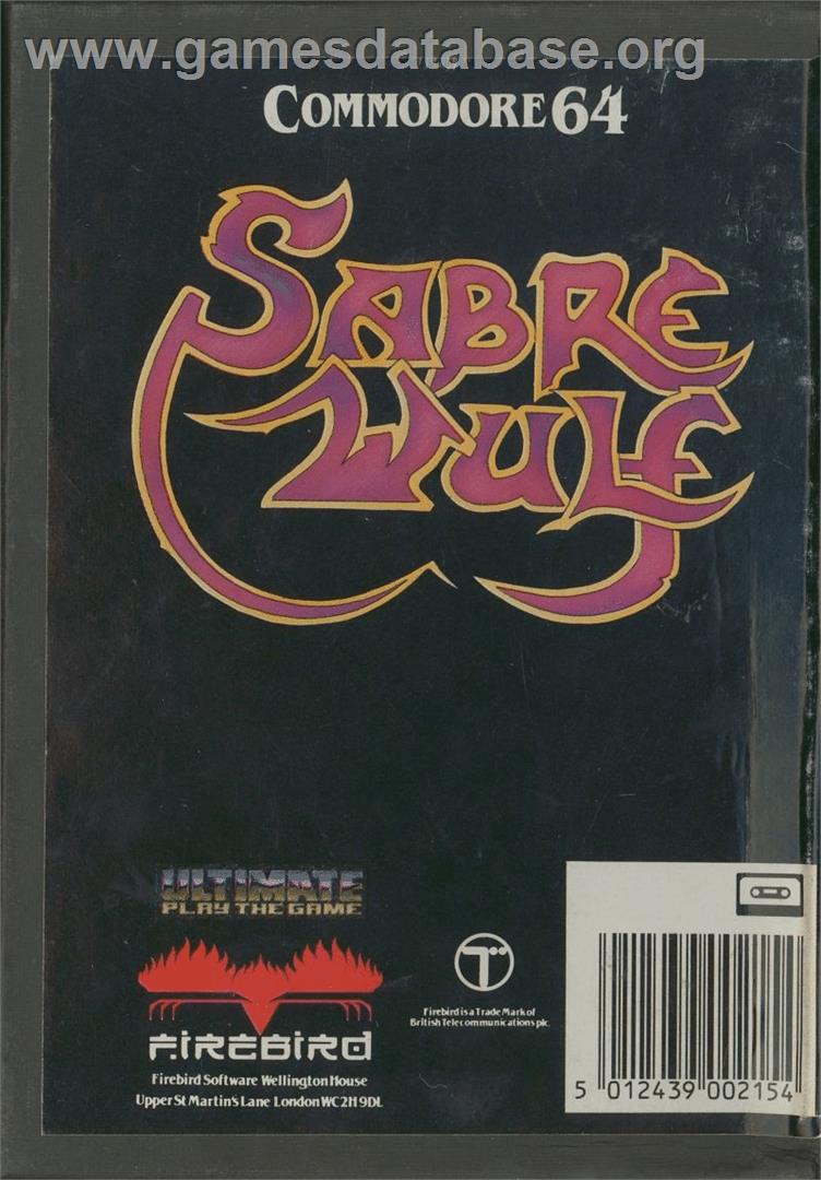 Sabre Wulf - Commodore 64 - Artwork - Box Back