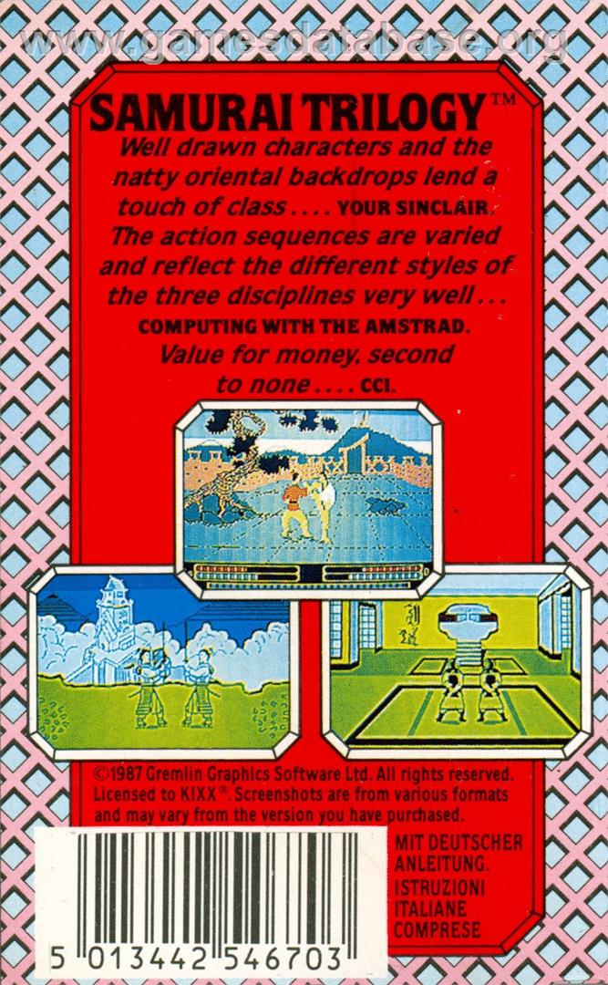 Samurai Trilogy - Commodore 64 - Artwork - Box Back
