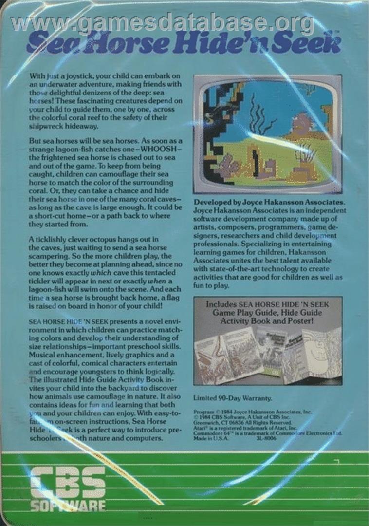 Sea Horse Hide'n Seek / Seahorses - Commodore 64 - Artwork - Box Back