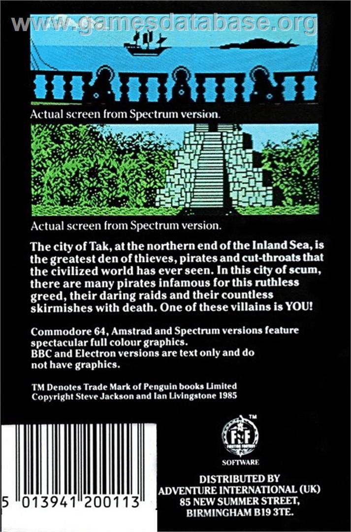 Seas of Blood - Commodore 64 - Artwork - Box Back
