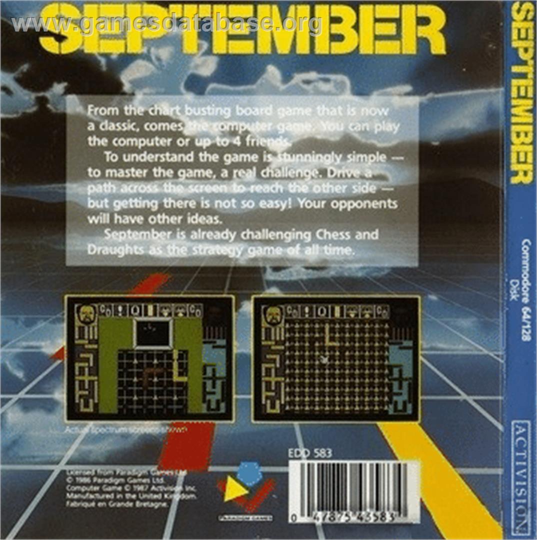 September - Commodore 64 - Artwork - Box Back
