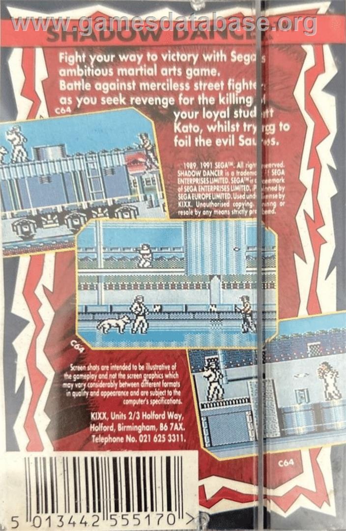 Shadow Dancer - Commodore 64 - Artwork - Box Back