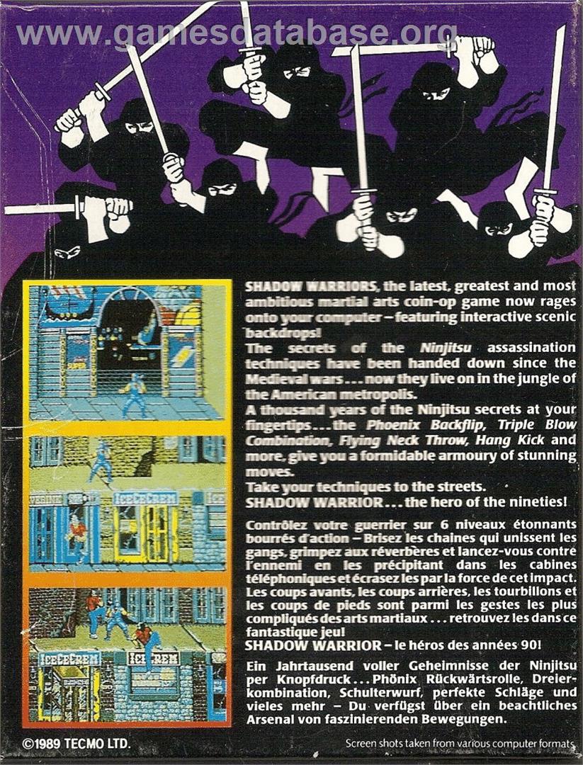 Shadow Warriors - Commodore 64 - Artwork - Box Back