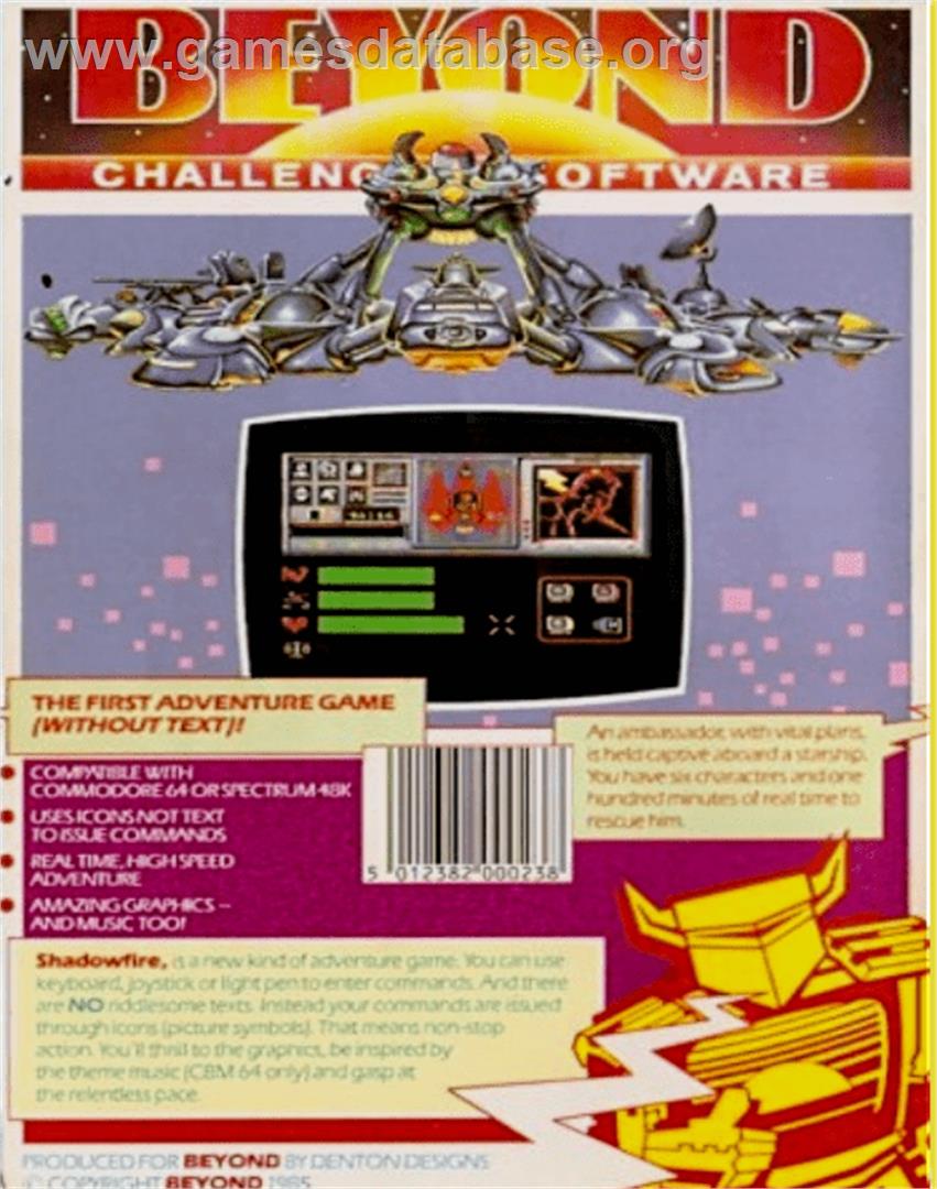 Shadowfire - Commodore 64 - Artwork - Box Back