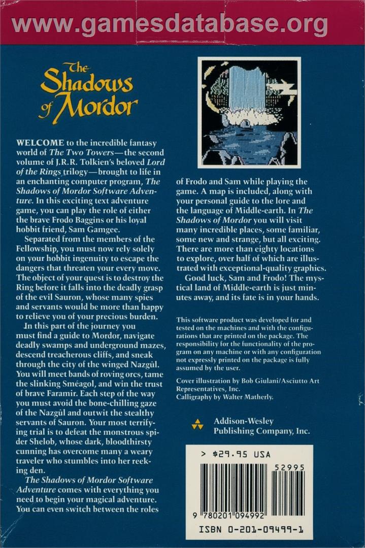 Shadows of Mordor - Commodore 64 - Artwork - Box Back