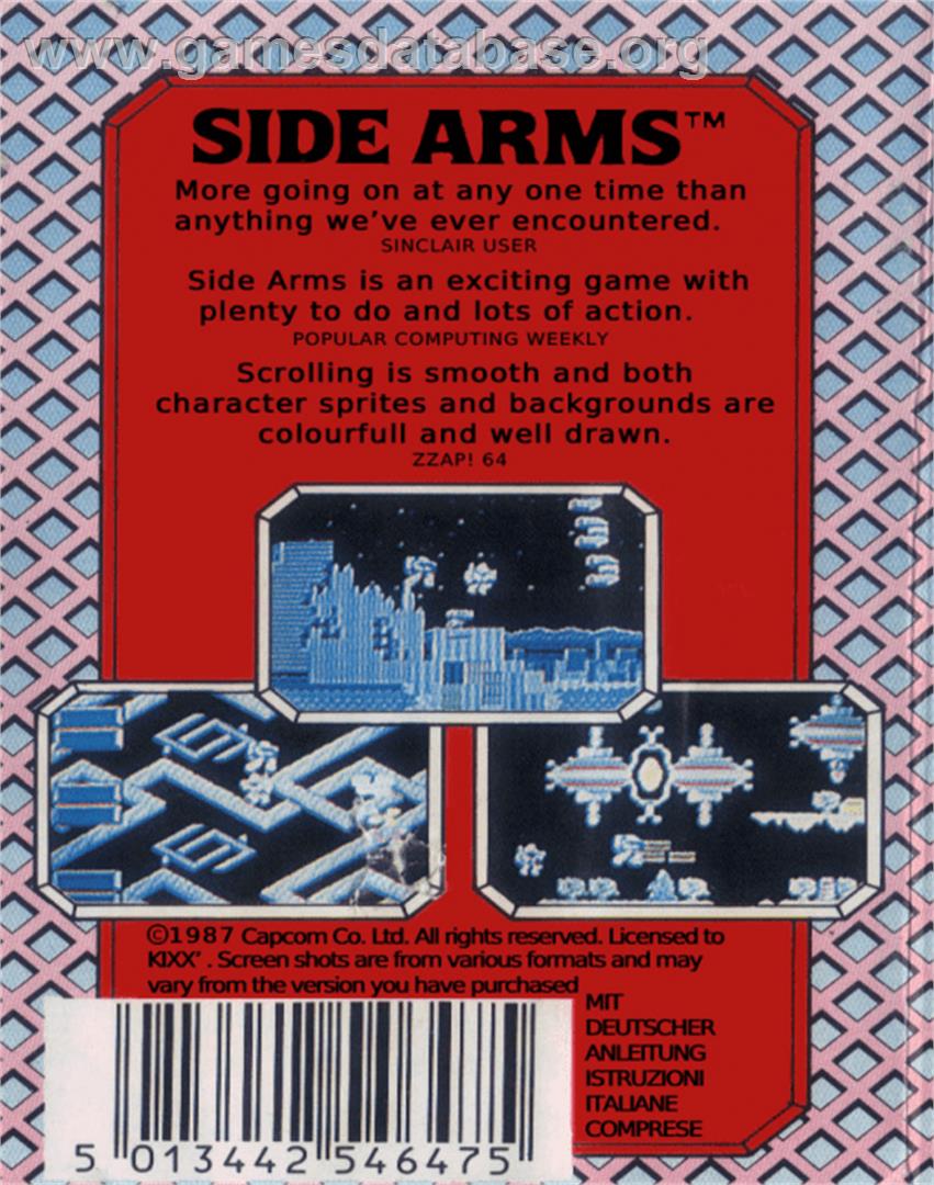 Side Arms Hyper Dyne - Commodore 64 - Artwork - Box Back