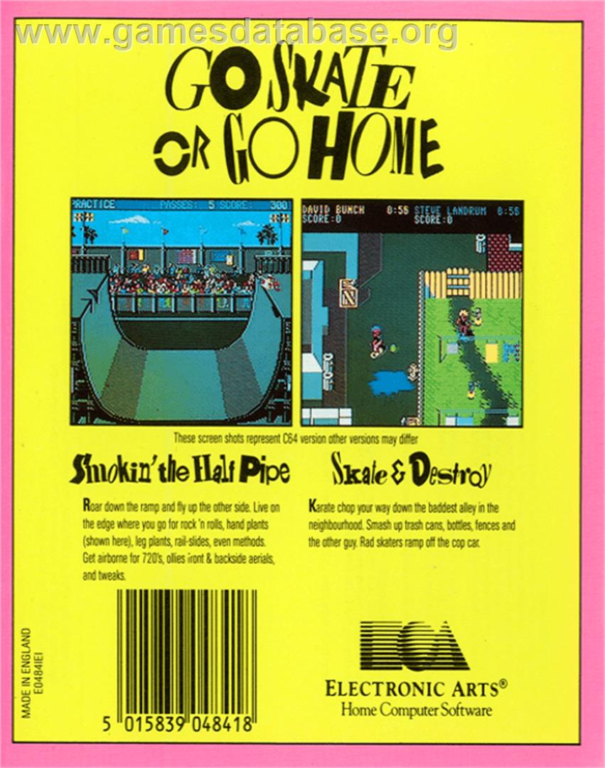 Skate or Die - Commodore 64 - Artwork - Box Back