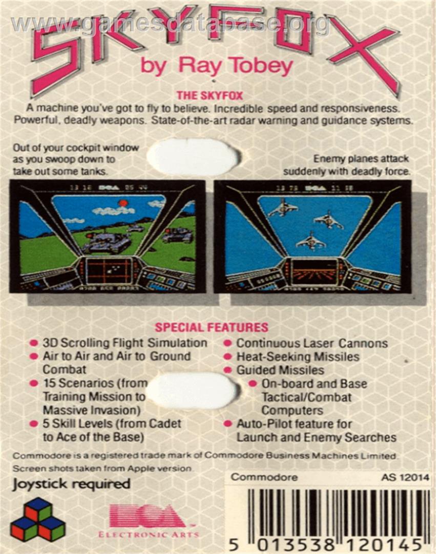 Skyfox - Commodore 64 - Artwork - Box Back