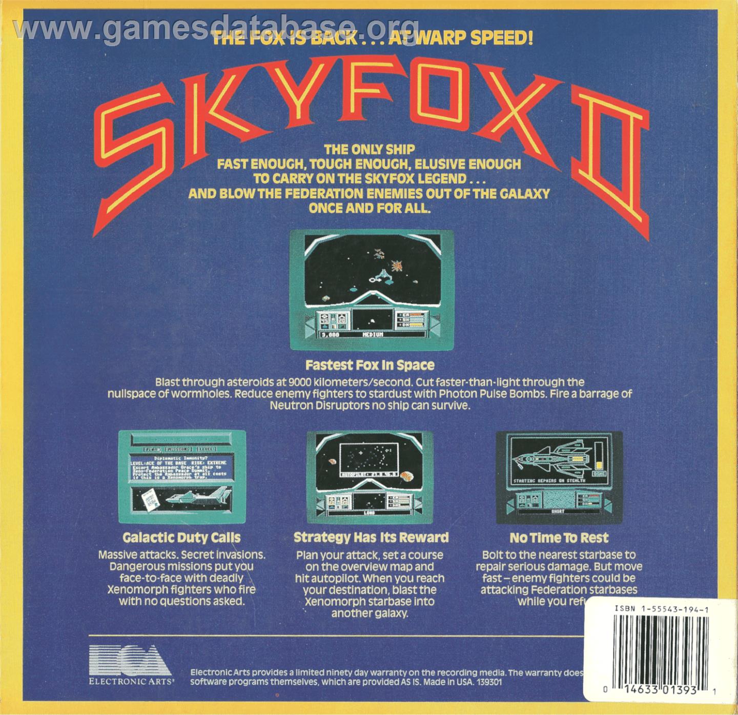 Skyfox 2 - The Cygnus Conflict - Commodore 64 - Artwork - Box Back