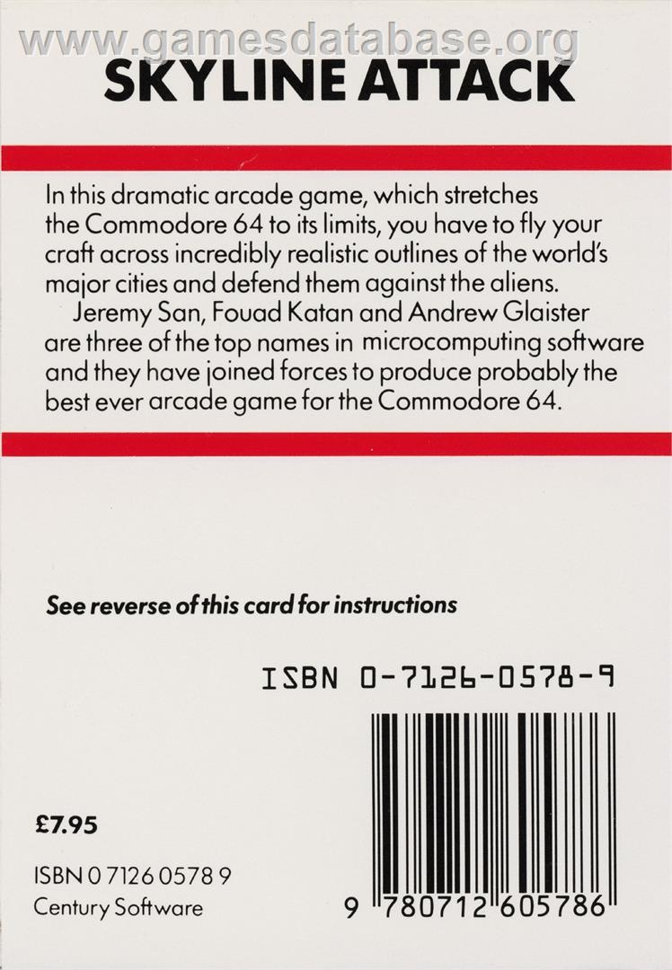 Skyline Attack - Commodore 64 - Artwork - Box Back
