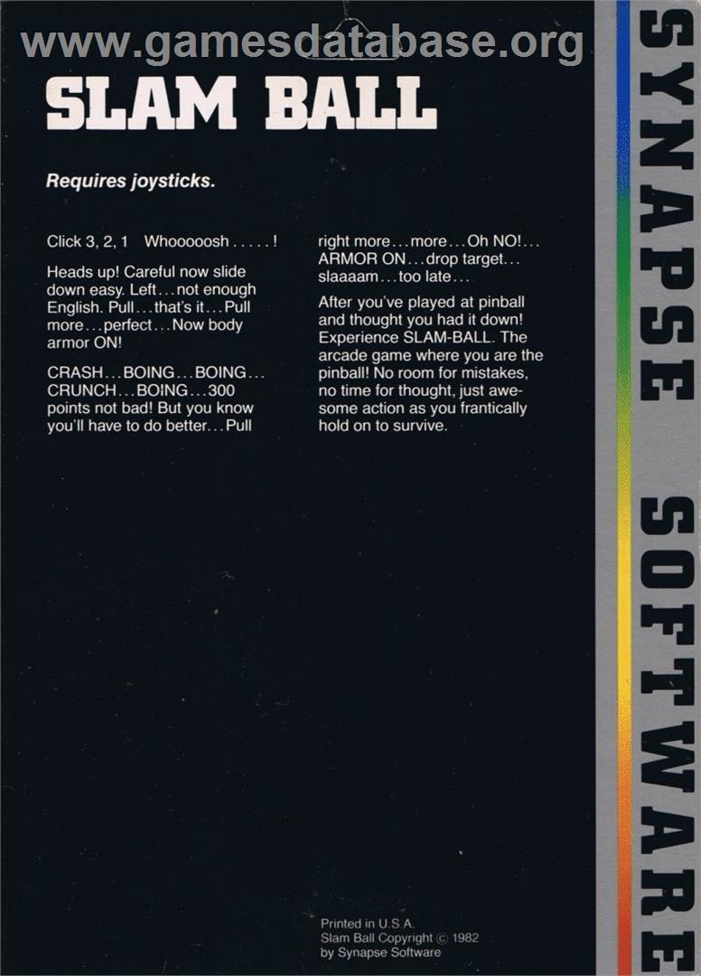 Slamball (Loadstar) - Commodore 64 - Artwork - Box Back