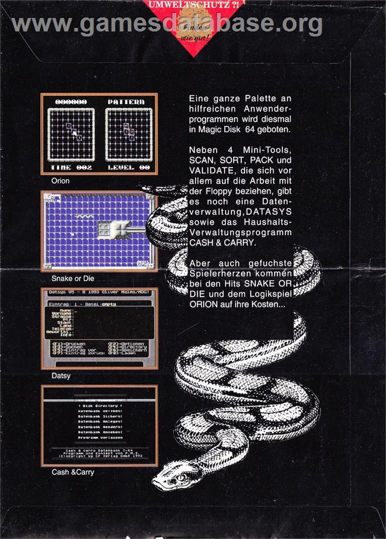 Snake Or Die - Commodore 64 - Artwork - Box Back