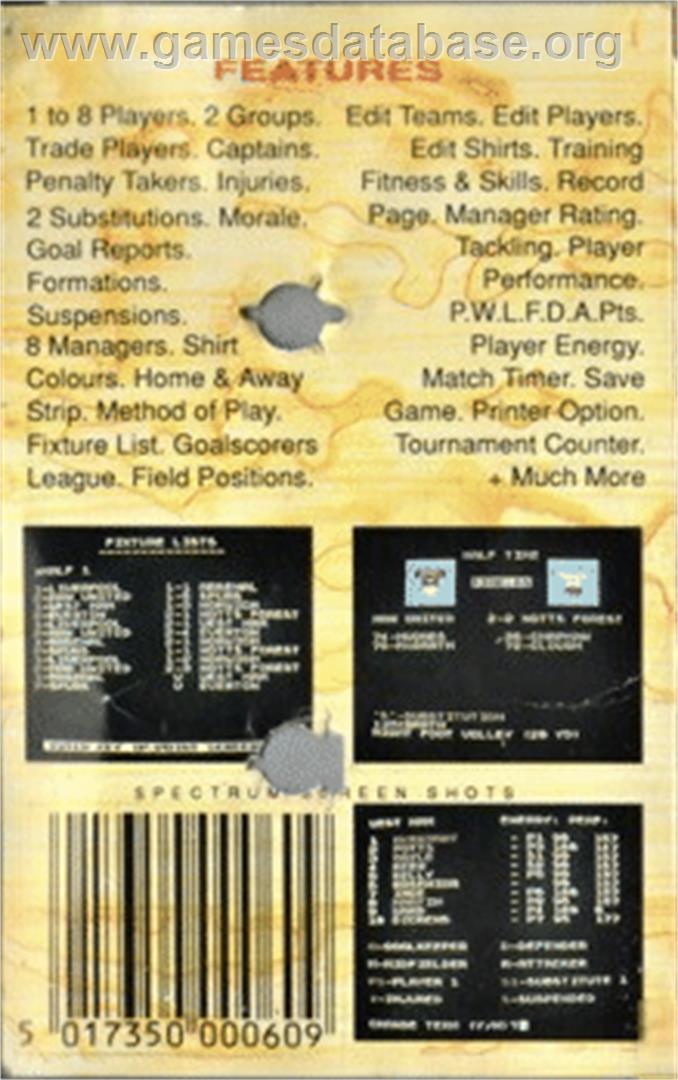 Soccer 7 - Commodore 64 - Artwork - Box Back