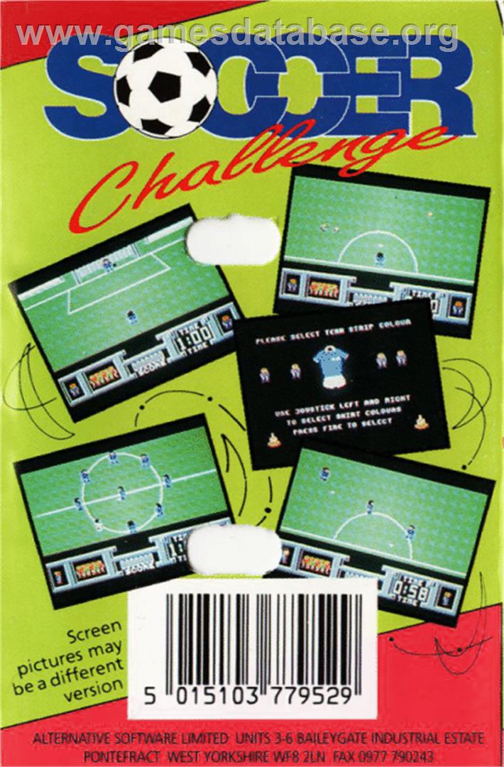 Soccer Challenge - Commodore 64 - Artwork - Box Back