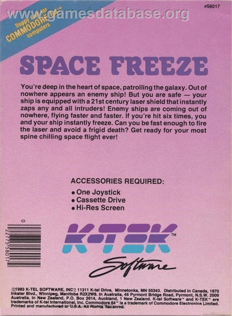 Space Freeze - Commodore 64 - Artwork - Box Back