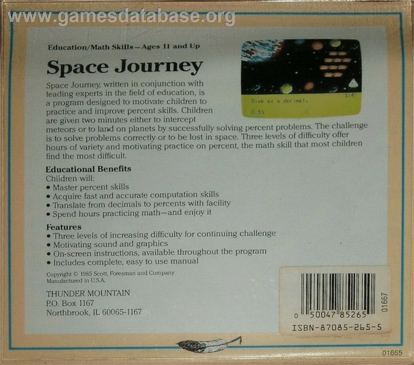 Space Journey - Commodore 64 - Artwork - Box Back