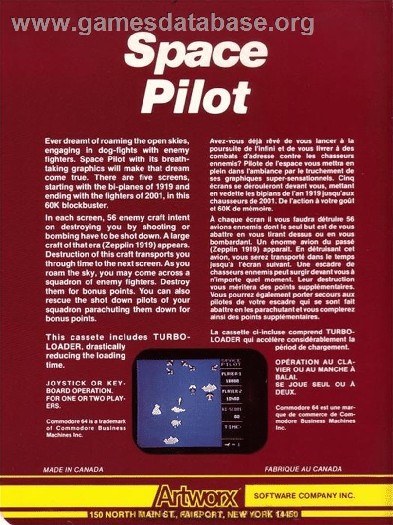Space Pilot - Commodore 64 - Artwork - Box Back