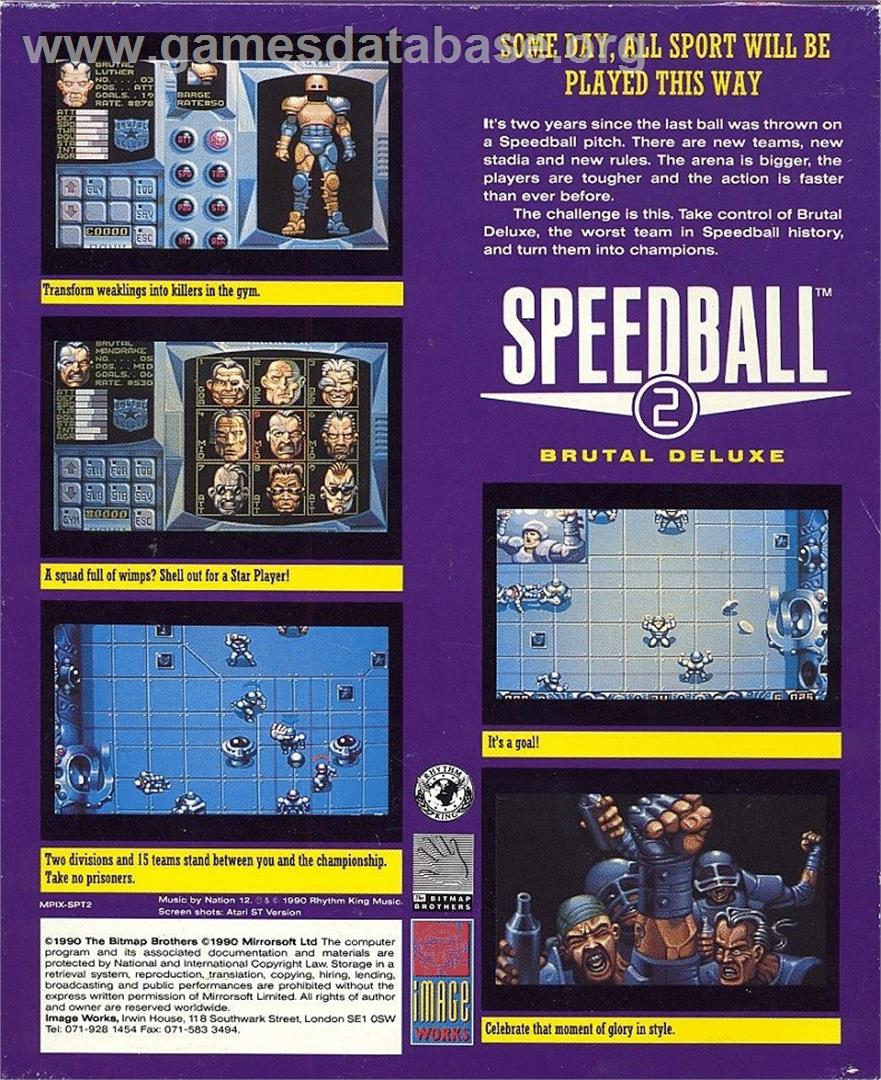 Speedball 2 - Brutal Deluxe - Commodore 64 - Artwork - Box Back