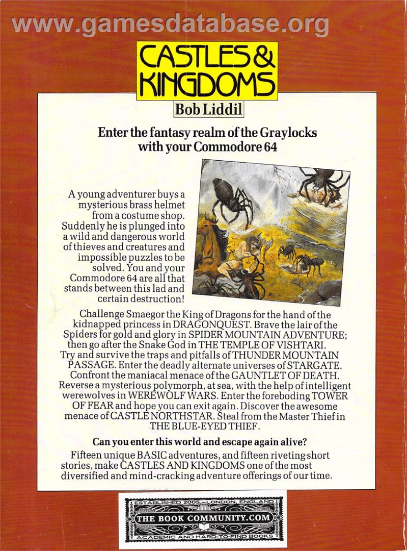 Spider Mountain - Commodore 64 - Artwork - Box Back