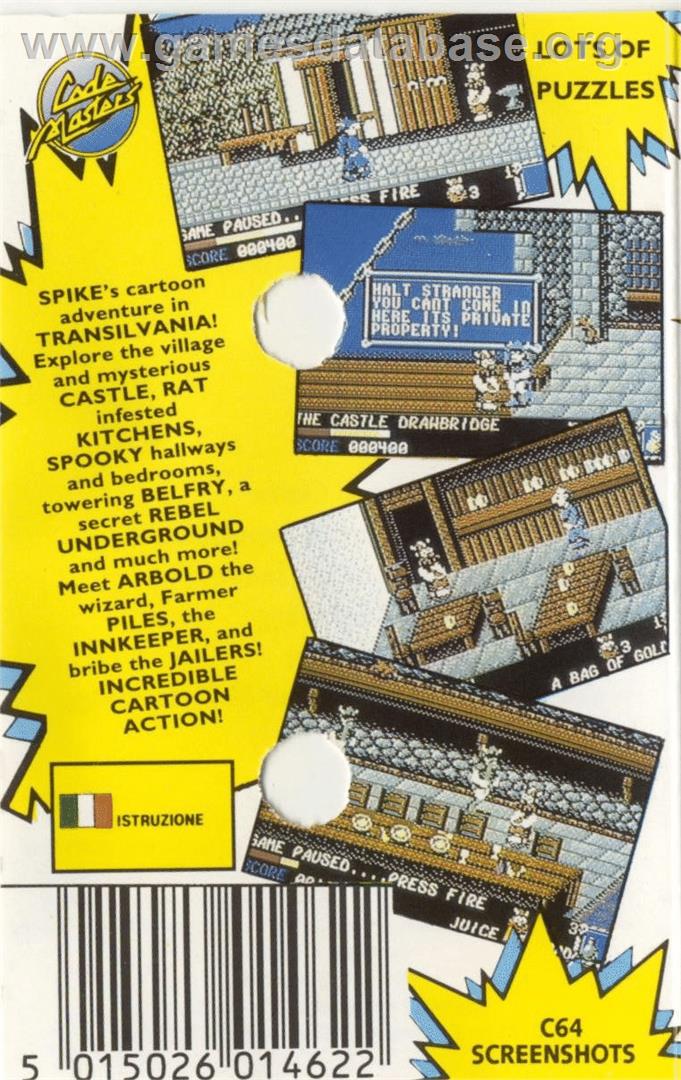 Spike in Transilvania - Commodore 64 - Artwork - Box Back