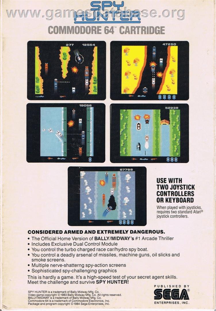 Spy Hunter - Commodore 64 - Artwork - Box Back