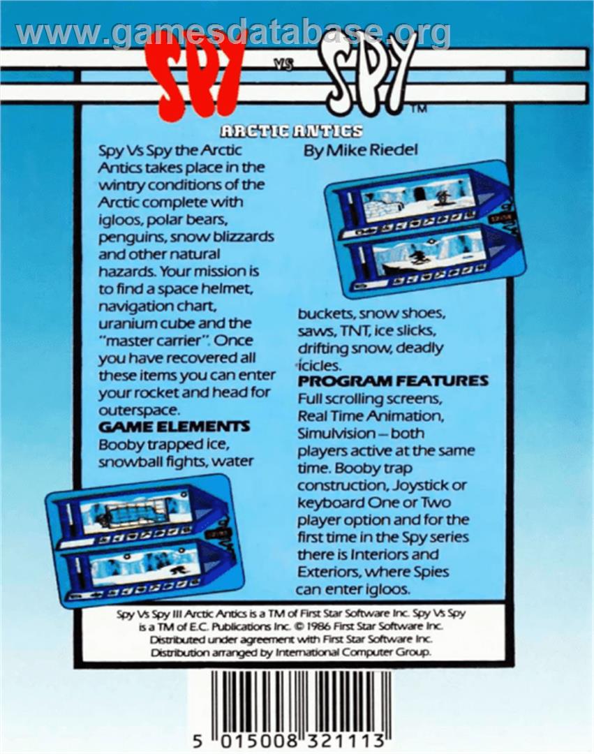 Spy vs Spy III: Arctic Antics - Commodore 64 - Artwork - Box Back