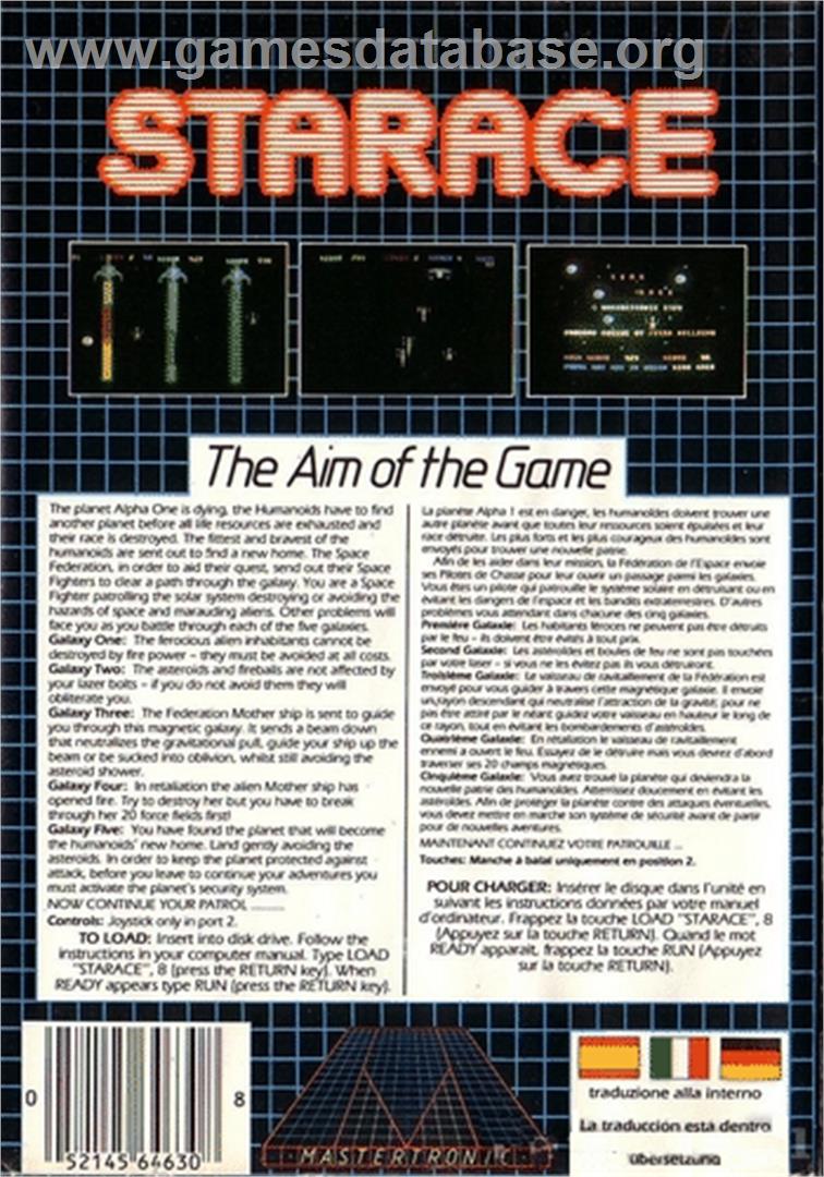 Starace (Ocean) - Commodore 64 - Artwork - Box Back