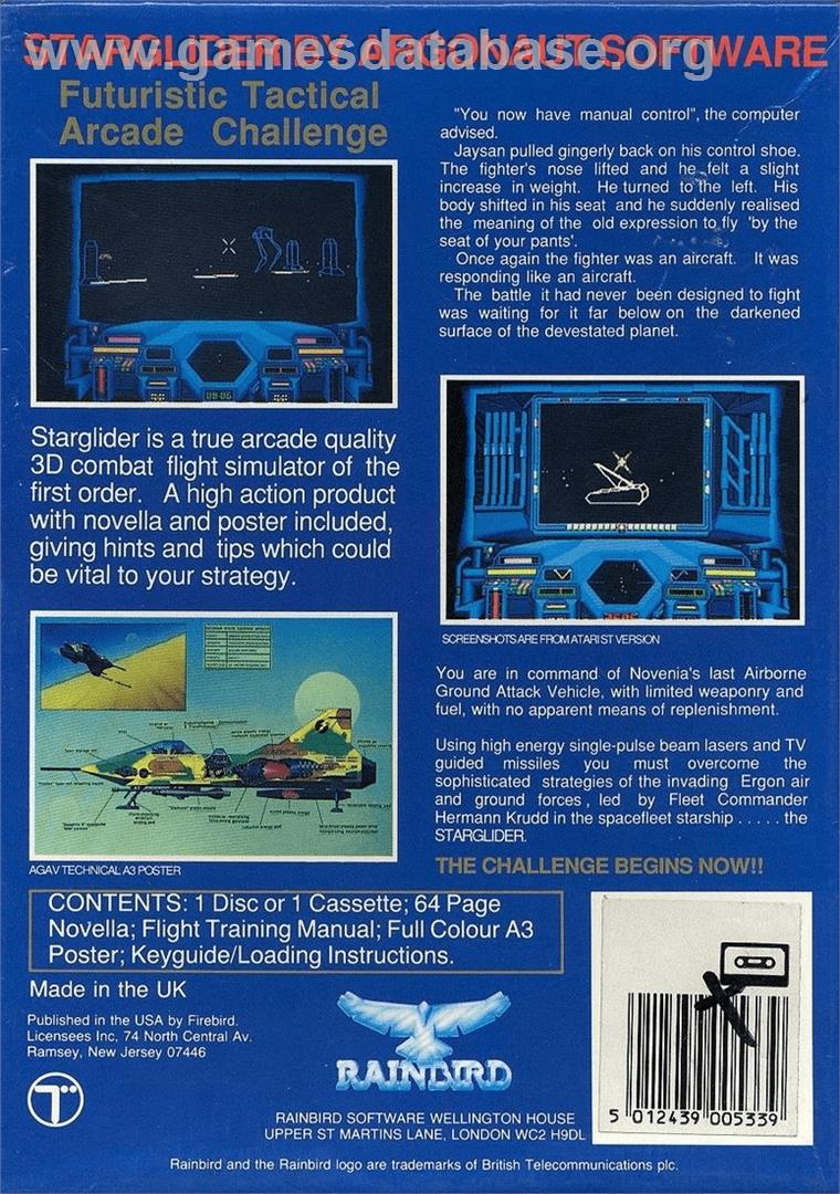 Starglider - Commodore 64 - Artwork - Box Back