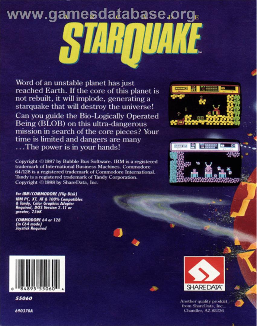 Starquake - Commodore 64 - Artwork - Box Back