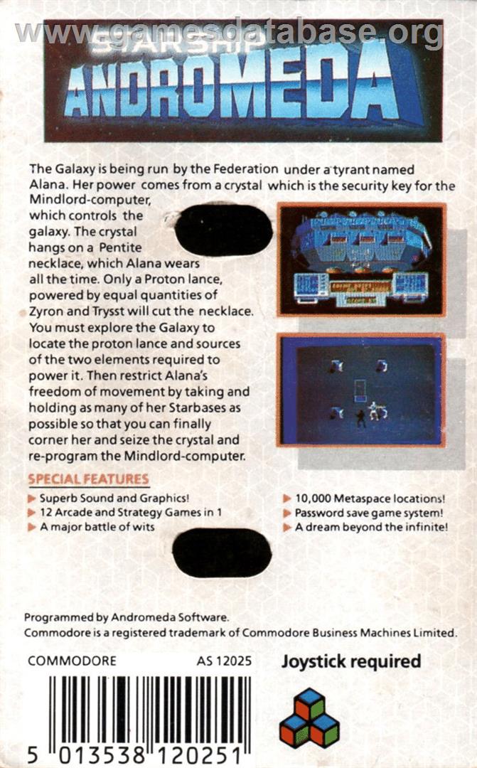 Starship Andromeda - Commodore 64 - Artwork - Box Back
