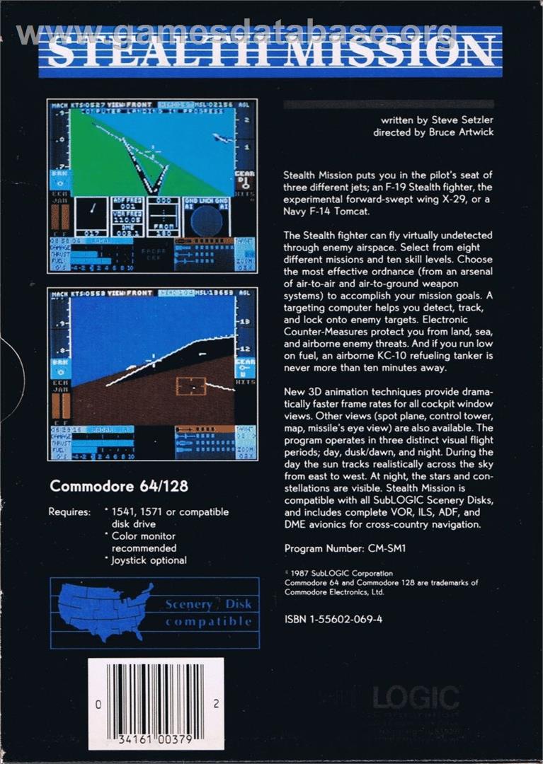 Stealth Mission - Commodore 64 - Artwork - Box Back