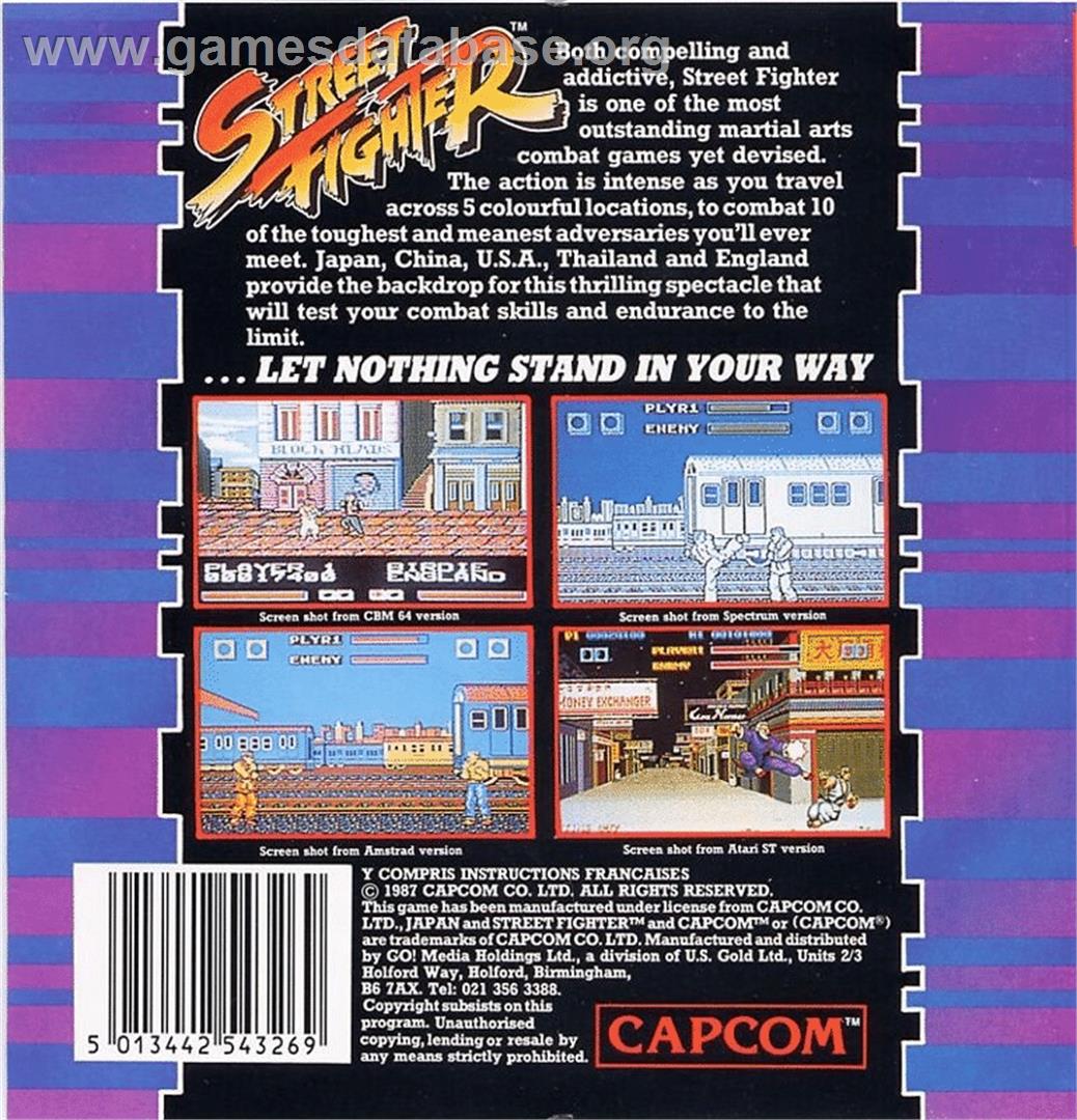 Street Fighter - Commodore 64 - Artwork - Box Back