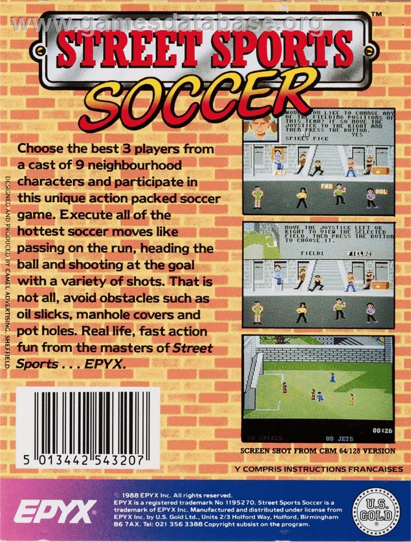 Street Sports Soccer - Commodore 64 - Artwork - Box Back