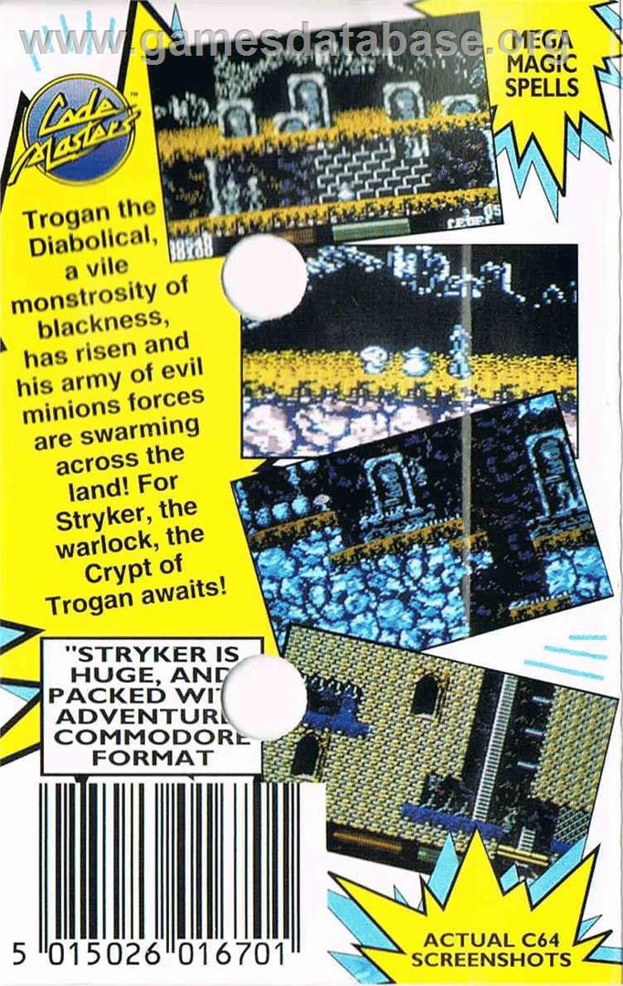 Stryker in the Crypts of Trogan - Commodore 64 - Artwork - Box Back
