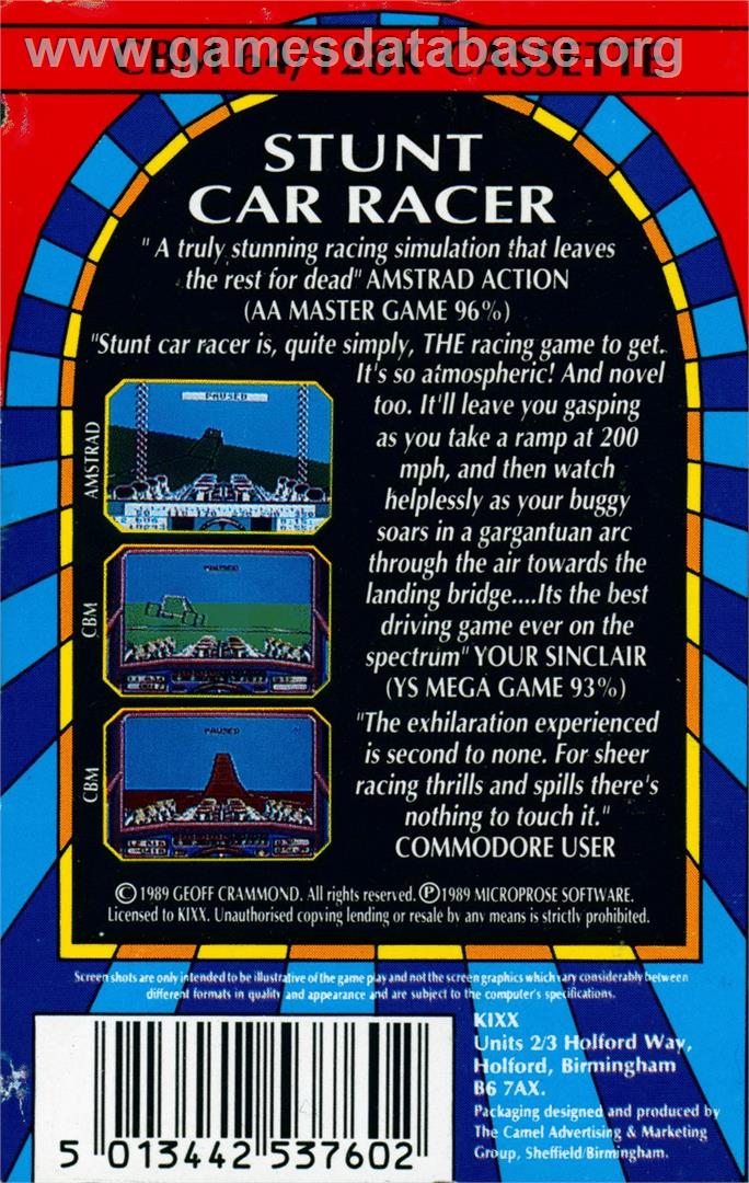Stunt Car Racer - Commodore 64 - Artwork - Box Back