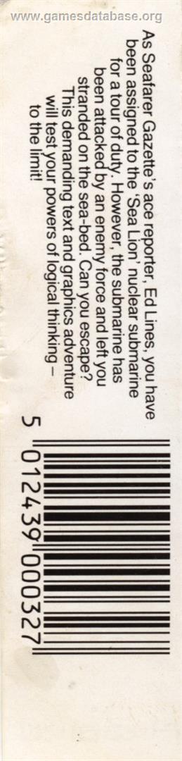 Subsunk - Commodore 64 - Artwork - Box Back