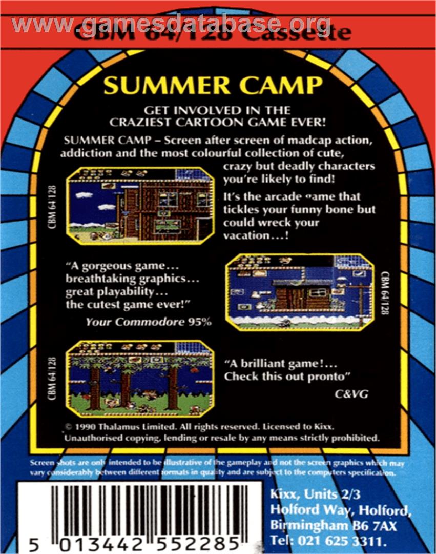 Summer Camp - Commodore 64 - Artwork - Box Back