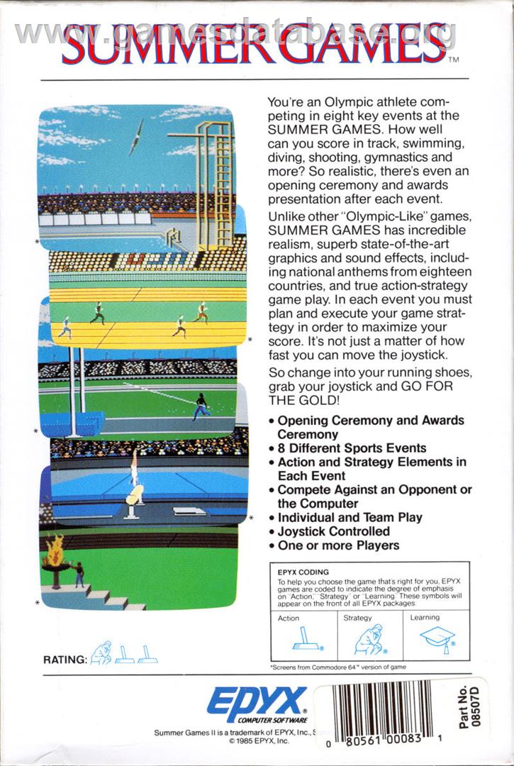 Summer Games - Commodore 64 - Artwork - Box Back
