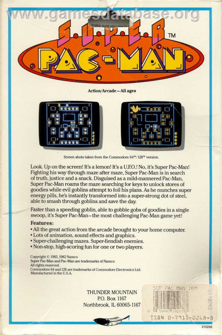 Super-Pacman - Commodore 64 - Artwork - Box Back