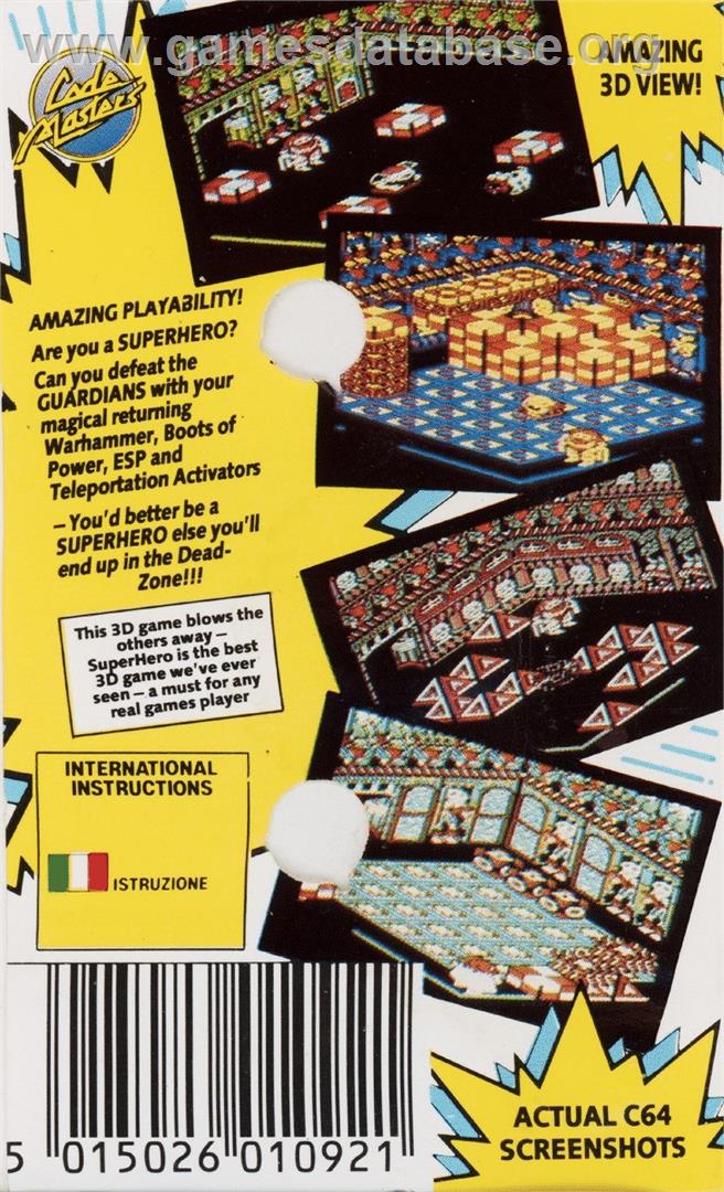 Super Hero (Ahoy!) - Commodore 64 - Artwork - Box Back