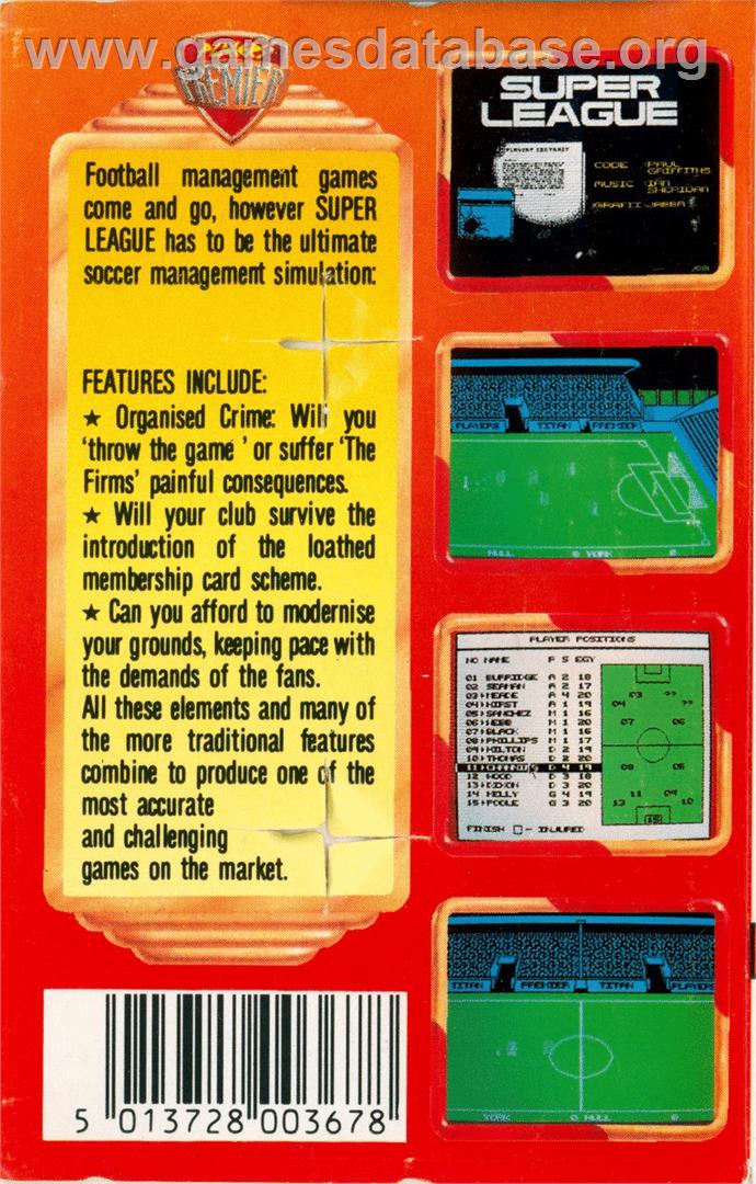 Super League - Commodore 64 - Artwork - Box Back