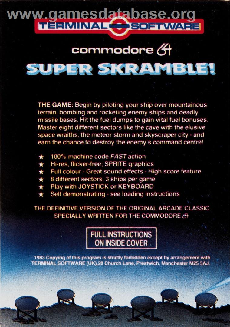 Super Skramble! - Commodore 64 - Artwork - Box Back
