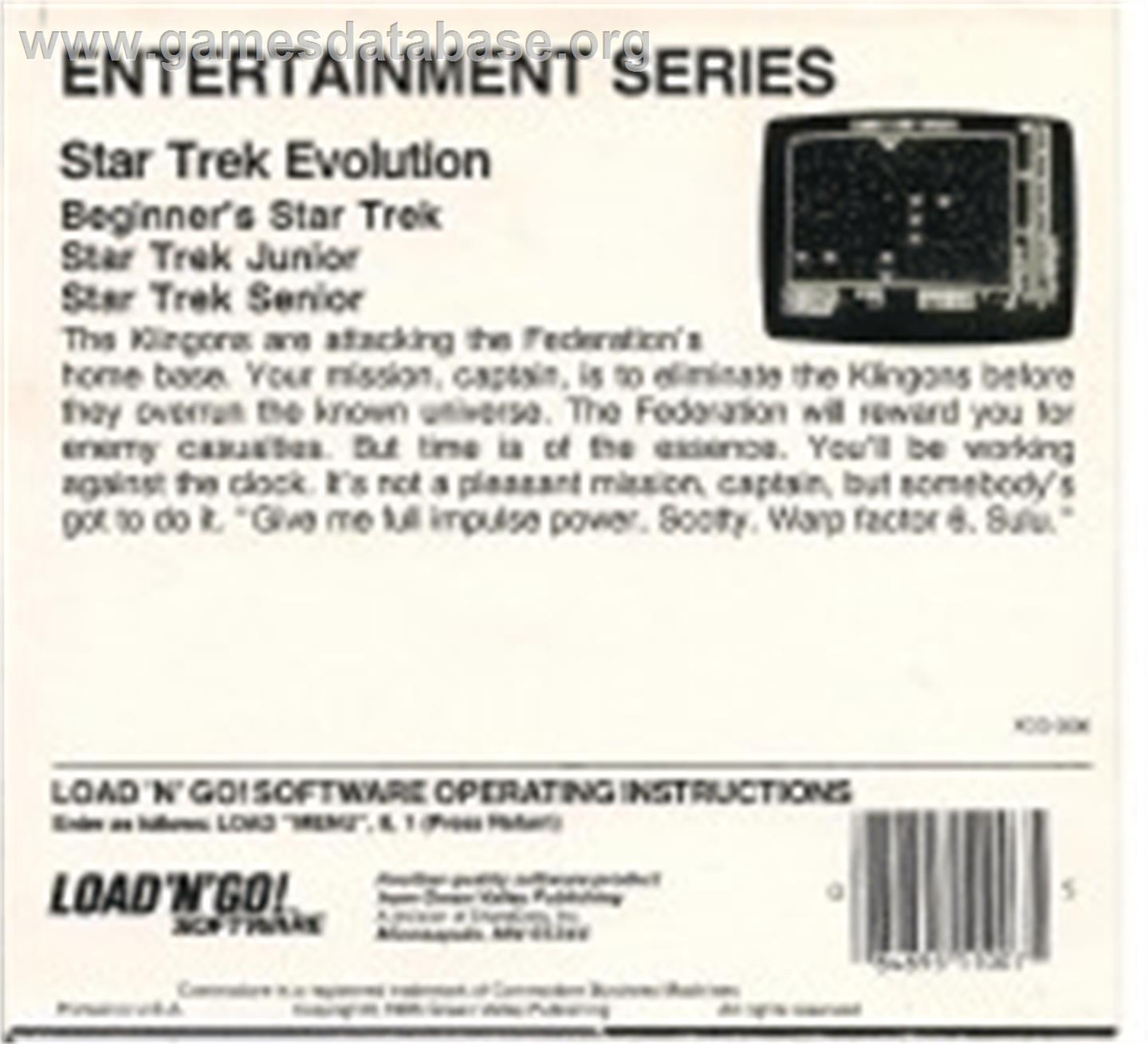 Super Star Trek (Unknown) - Commodore 64 - Artwork - Box Back
