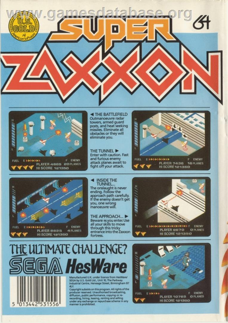 Super Zaxxon (HesWare) - Commodore 64 - Artwork - Box Back